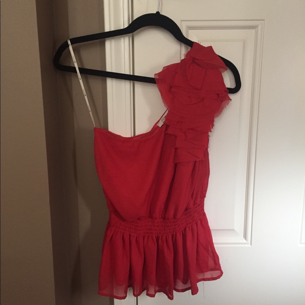 NWOT Red one shoulder blouse